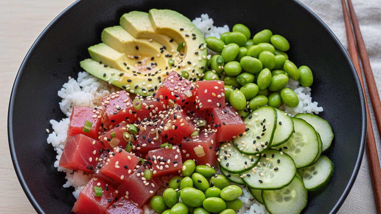 Bowl de Atún Fresco con Arroz y Aguacate