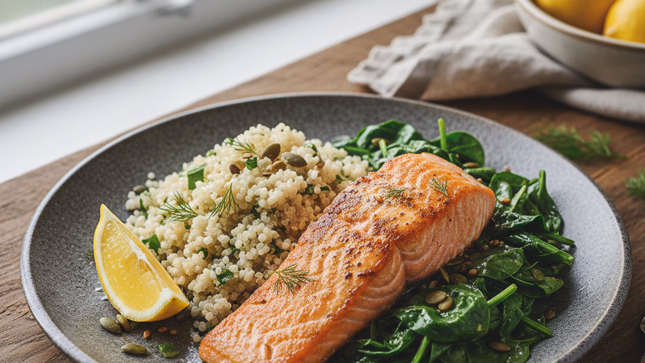 Bowl de salmón con quinoa