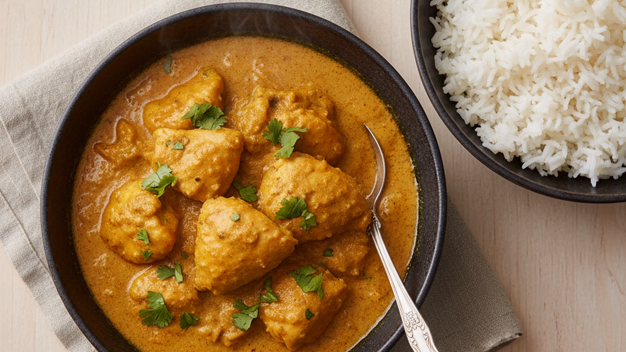 Pollo al Curry con Leche de Coco y Arroz