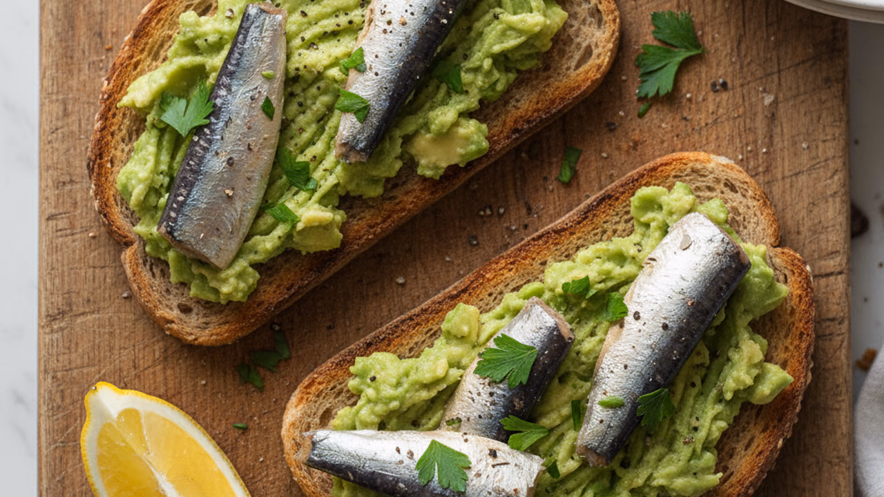 Sardinas en Tostada con Aguacate y Limón
