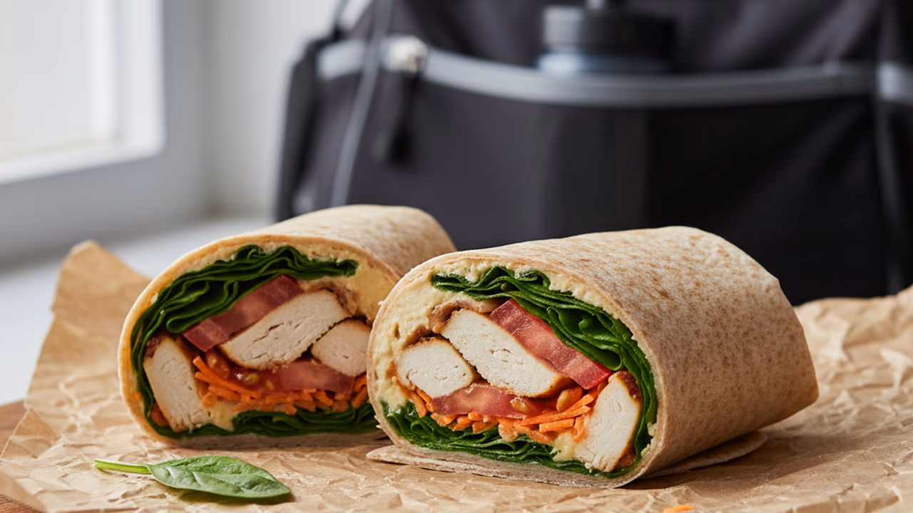 Wrap de Pollo con Hummus y Vegetales
